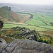 Looking along the end of The Roaches towards Hen Cloud (Scan from October 1989)