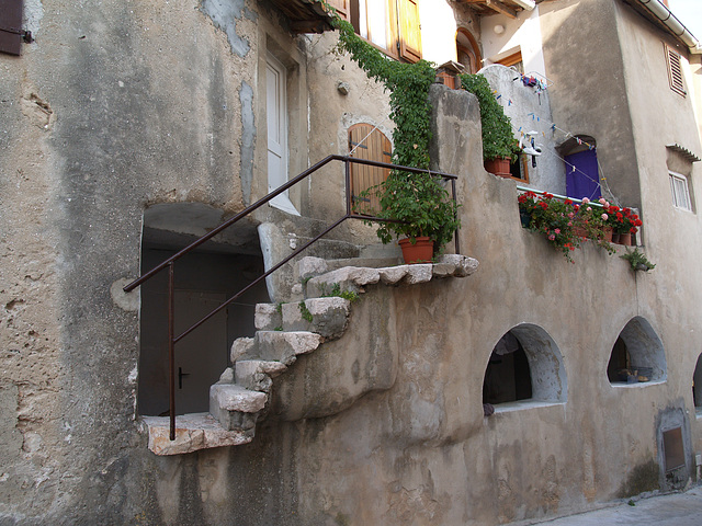 Krk, Baska, Facade Staircase