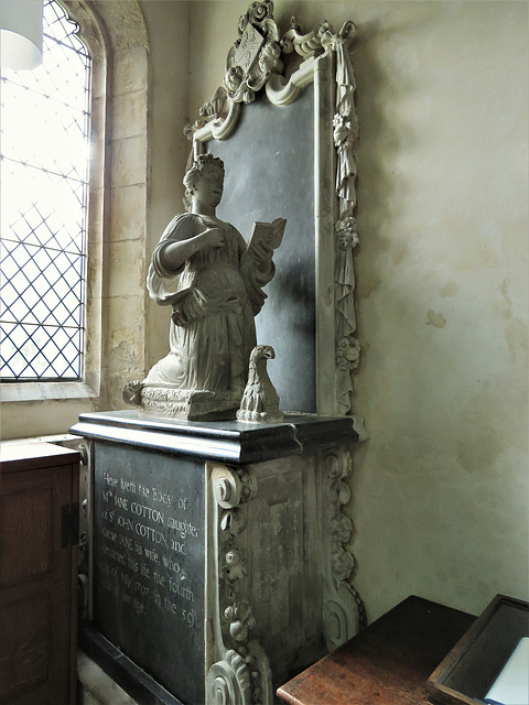 madingley church, cambs (4) c18 tomb with kneeling effigy of jane cotton +1707