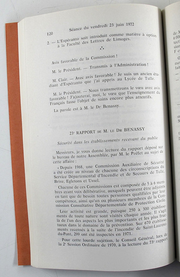 Voeu en faveur de l’Espéranto, matière à option dans les établissements scolaires — FRAD019 23PO28 p120