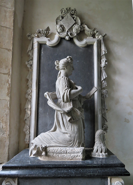 madingley church, cambs (5) c18 tomb with kneeling effigy of jane cotton +1707