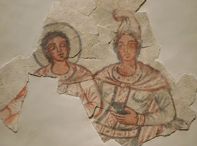 Detail of a Wall Painting with Mithras and Sol in the Metropolitan Museum of Art, June 2019