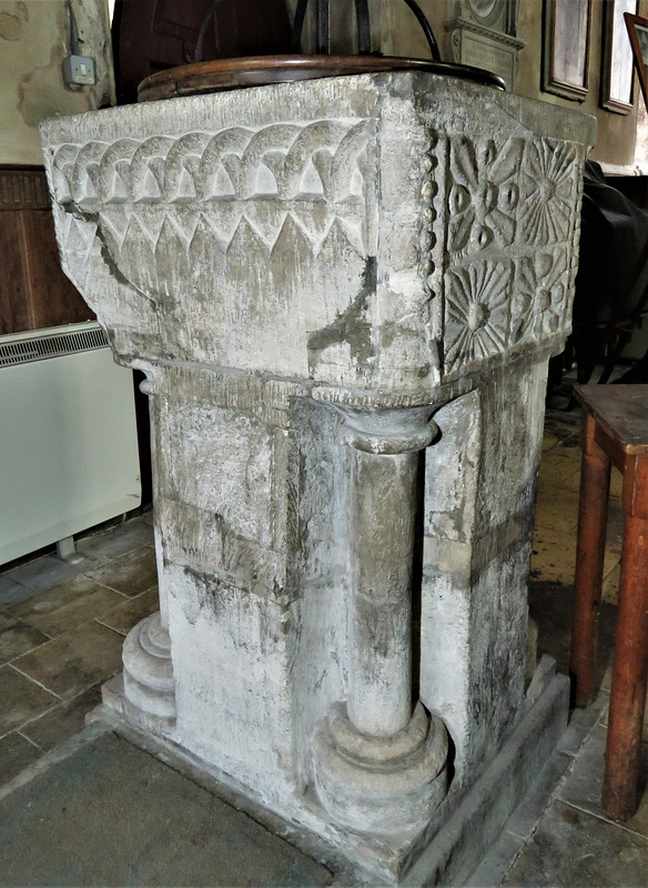 madingley church, cambs (6) c12 font bowl on c13 base