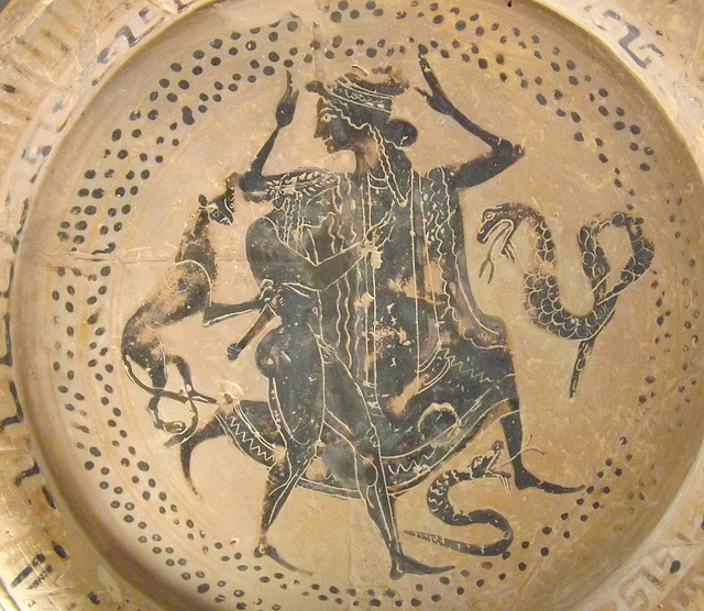 Detail of a Black-Figure Plate with Peleus and Thetis in the Louvre, June 2013