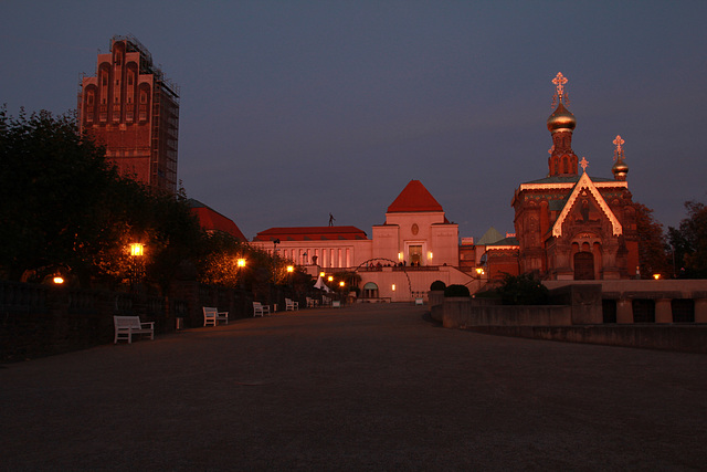 Mathildenhöhe in der Abendsonne