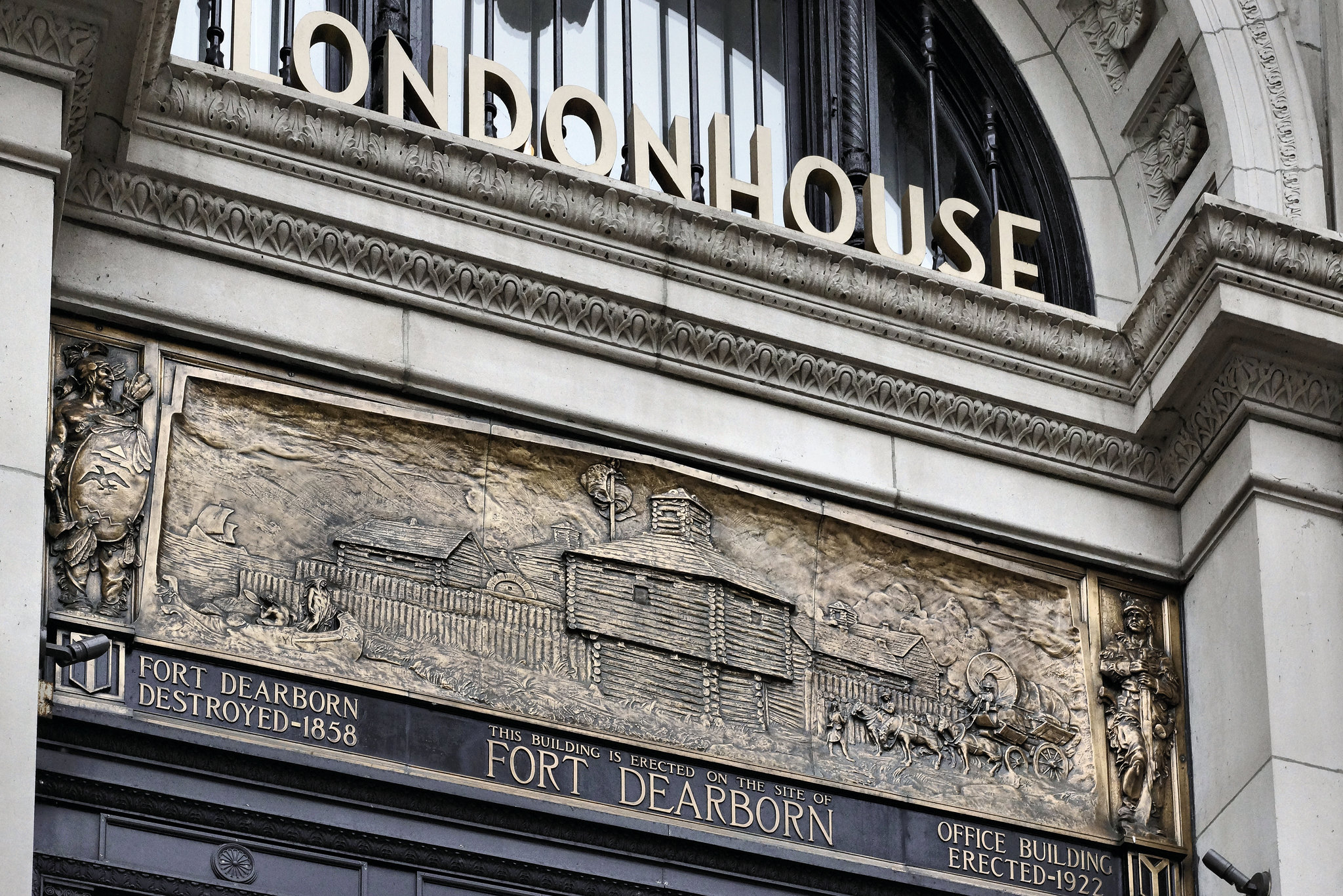 Fort Dearborn Plaque – London Guaranty & Accident Building, Chicago, Illinois, United States