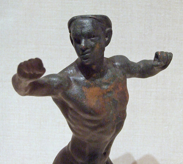 Detail of a Bronze Statuette of an Acrobat in the Metropolitan Museum of Art, October 2011