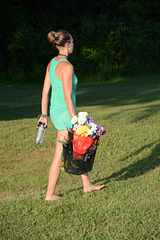 Taking flowers to the campsite