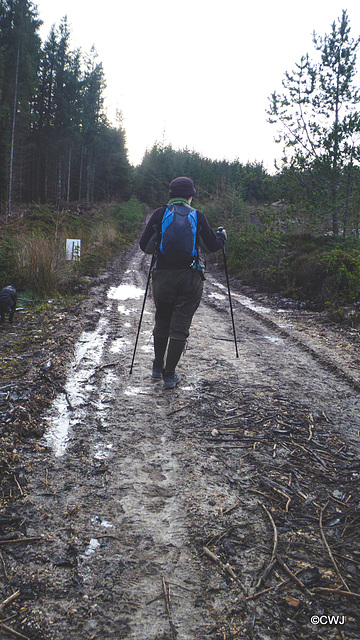 The icy track leading to the summit of Ben Aigan