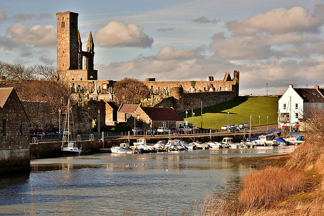 Harbour and Cathedral Ruins, St. Andrews, Fife, Scotland