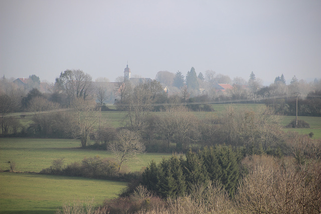 Valdahon (25) 14 novembre 2016. Vue sur le village d'Epenoy depuis la rue Notre-Dame.