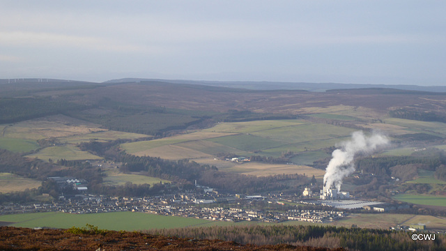 Views from the summit of Ben Aigan: The town of Rothes