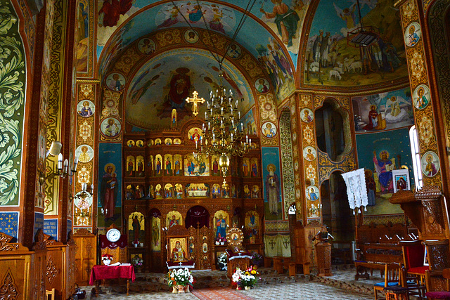 Romania, Maramureș, Inside the Ascension Church in the Village of Moisei