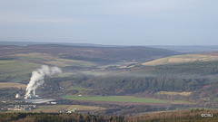 Views from the summit of Ben Aigan - the smoke stack from the Maltings in Rothes