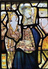 madingley church, cambs (32) c15 fragments of glass with virgin and child