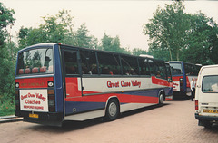 Great Ouse Valley Coaches B360 AVS and E22 XHL at Barton Mills -4 Jul 1992 (166-17)