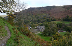 View down to Valle Crucis Abbey