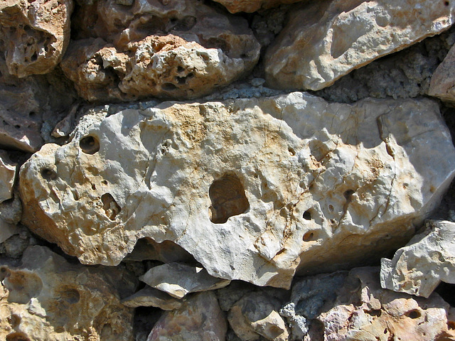 Abu Gosh- Detail of a typical Jerusalem stone wall