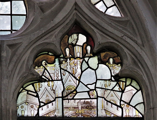great dunmow church, essex,c15 glass canopy fragments