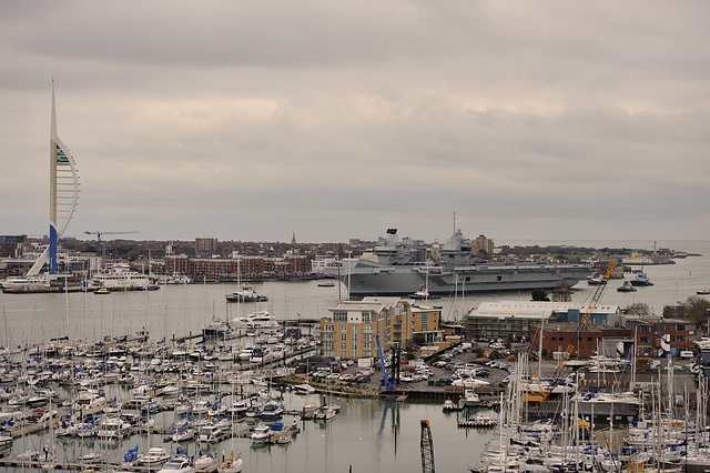 Prince of Wales enters Portsmouth Harbour for the first time