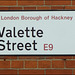 Valette Street sign