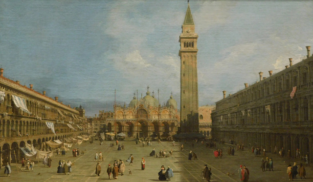 Detail of Piazza San Marco by Canaletto in the Metropolitan Museum of Art, January 2020
