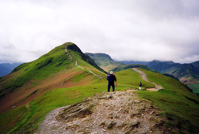 Final ascent of Catbells (451m) from Hawes End (Scan from May 1991)