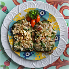 open crab & cucumber sandwich