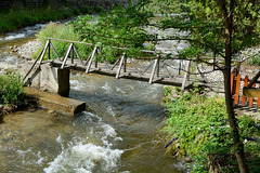 Bulgaria, Blagoevgrad, Small Wooden Bridge over the River of Bistritsa