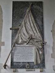 madingley church, cambs (42) c19 tomb with flag and anchor by flaxman for admiral sir charles cotton +1813