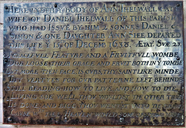south woodford church, redbridge, london (53) c17 brass ann thelwall +1638
