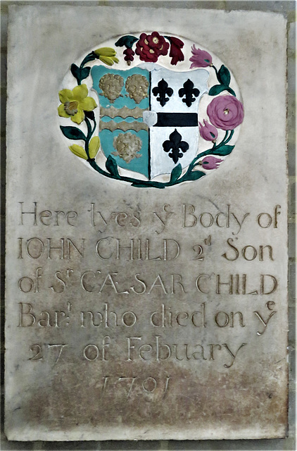 south woodford church, redbridge, london (55) c18 tomb of john child +1701