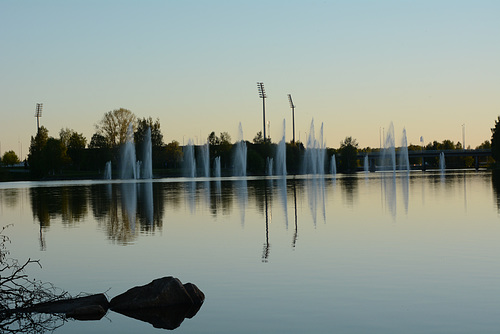 Finland, Fountains in the City Park of Oulu