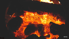 Peat fire embers
