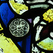 great dunmow church, essex,c14 glass  detail, rose window design on a tiny roundel