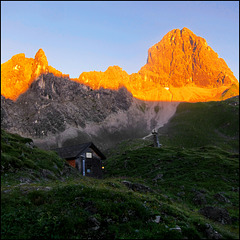 Frühmorgens an der Lamsenjochspitze