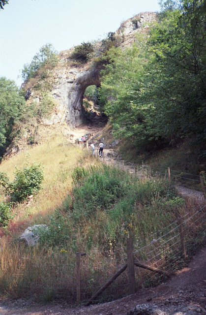 Natural Arch leading to Reynard's Cave, Dovedale  (Scan from August 1989)