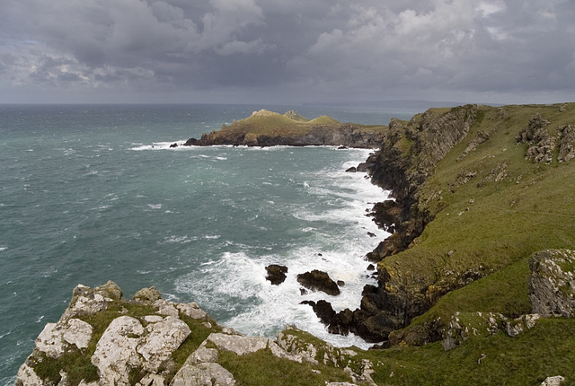 Sunlit Rumps from Pentire Point, north Cornwall