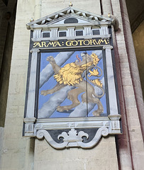 Linköping cathedral, historical coat of arms of Götaland