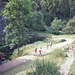 Footbridge over the River Dove near Ilam Rock, Dovedale (Scan from August 1989)