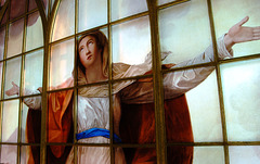 Detail of window by Francis Eginton of c1795 Saint Alkmund's Church, Shrewsbury, Shropshire