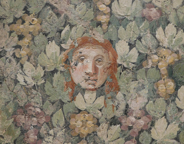 Detail of the Mask Amid Bunches of Grapes and Vines, ISAW May 2022