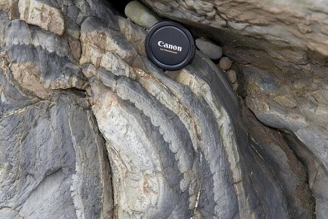 Load structures on turbidite sandstones, Crooklets, near Bude, Cornwall