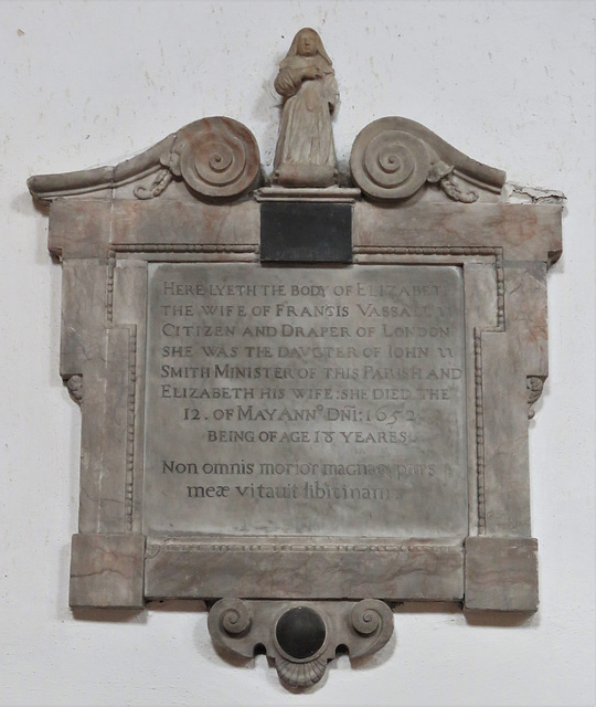 great dunmow church, essex, tomb of elizabeth vassall +1652