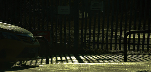 In The Rain. At The Petrol Pumps. Beside The Car Wash