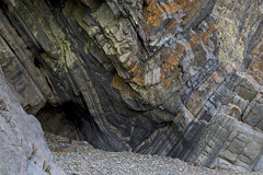 Syncline axis, Wrangle Point, near Bude, Cornwall.