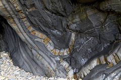 Syncline axis (detail), Wrangle Point, near Bude, Cornwall.