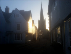 winter sunlight in an old street