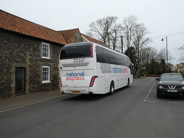 Ambassador Travel (National Express contractor) 216 (BV69 KPT) in Mildenhall - 19 Feb 2022 (P1100793)