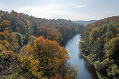 Blick vom Harrasfelsen in's Zschopautal bei Lichtenwalde